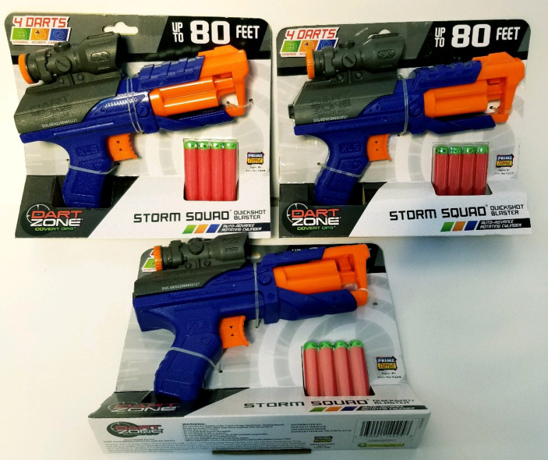 3 New Dart Zone Storm Squad Quickshot Blasters