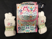 New Two Pair Fuzzy Bunny Fluffy Socks Hop Into Cozy One Size Insulated Owl Lunch Bag