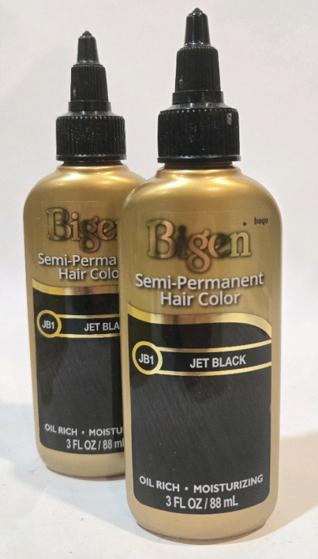 2 New | 88mL Bigen Semi-Permanent Hair Colour | JB1 Jet Black |