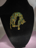 Rhinestone Accents Elegant Egyptian Cat Articulated Brooch Approximately 2.5 x 2.5 Inch Teal Emerald Green Peridot Rhinestones Stunning - 2