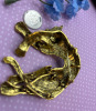 Rhinestone Accents Elegant Egyptian Cat Articulated Brooch Approximately 2.5 x 2.5 Inch Teal Emerald Green Peridot Rhinestones Stunning - 5