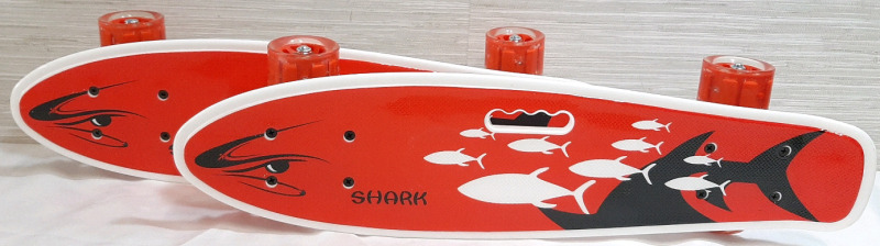 2 New Red Shark 22" Mini Skateboards w/ LED Wheel Lights