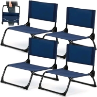 4 New Menkxi Folding Low Beach Chair with Shoulder Strap Lightweight Camping Chair (Navy Blue)