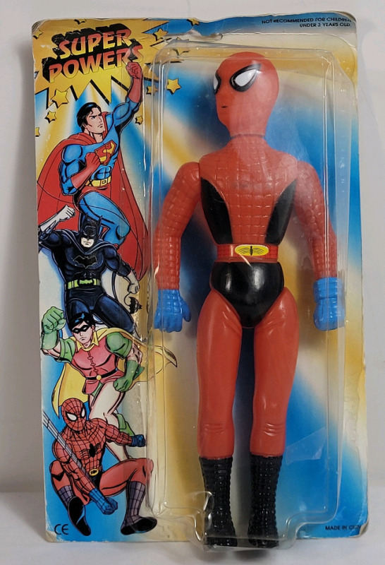 Vintage Super Powers " SPIDER-MAN " 10" Action Figure in Package . Some bends and wear to package