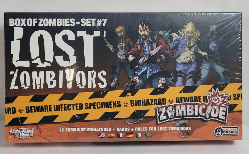 New - Lost Zombivors - Box of Zombies Set #7 , Sealed . Includes 12 Miniatures , Cards & Rules for Lost Zombivors