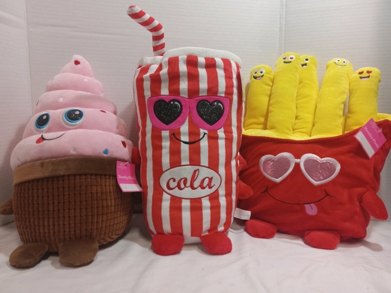3 New | 15" Food Themed Plushes | Cola, Cupcake & Fries