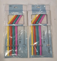 8 New | Reusable Silcone Straws W/ Cleaning Brush BPA FREE