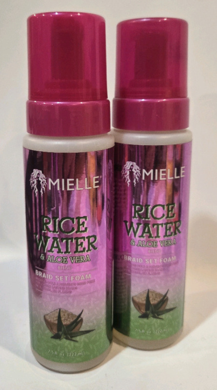 2 New | 222mL Mielle Rice Water & Aloe Vera Blend Braid Set Foam