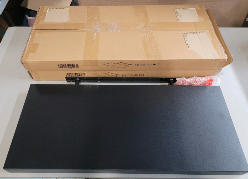 2 New Black Wood Floating Shelves . Measures 30"&times;12.4"&times;2" each . Wall Hardware included