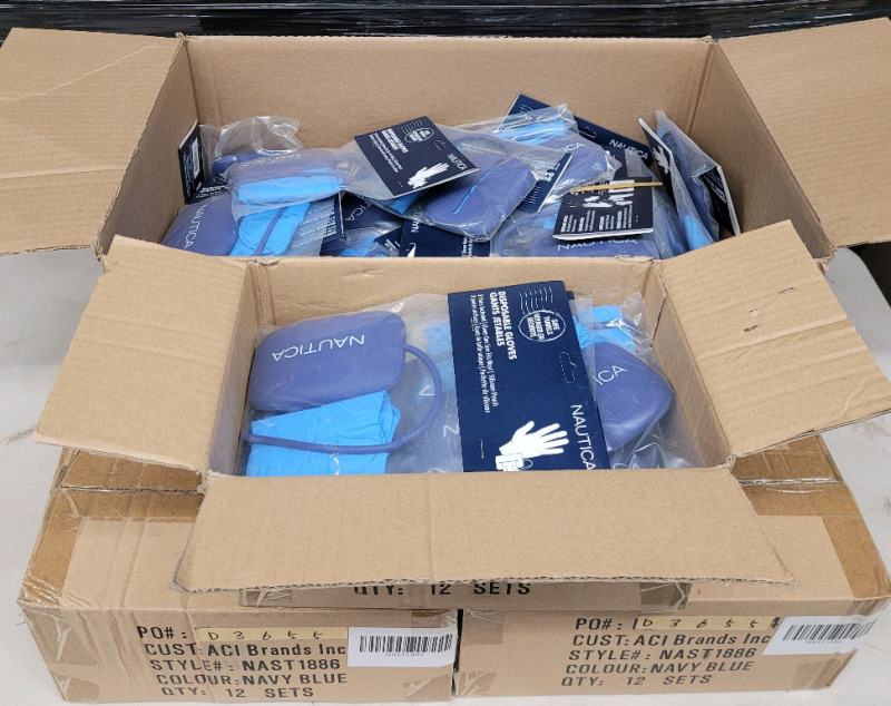 90+ Packs New Nautica Nitrile Powder-Free Disposable Gloves with Silicone Pouch - Blue - One Size . 90+ Packs , 3 Prs. Per Pack . Retail $500