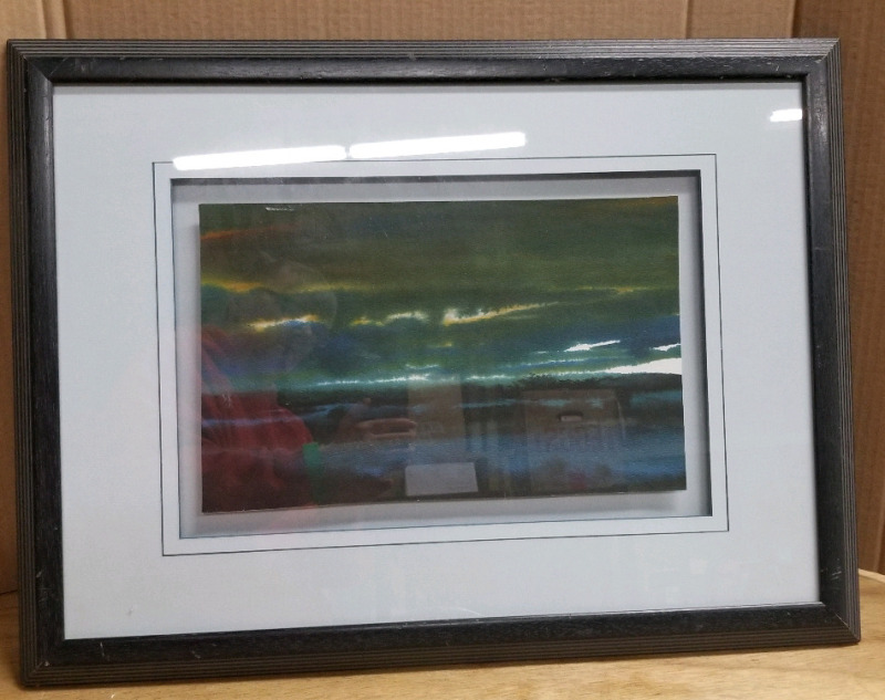 Vintage signed framed print 26" by 20" Sky Scene