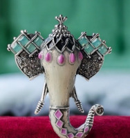 Rhinestone Inlaid Elephant Brooch Approximately 2 x 1.6 Inch