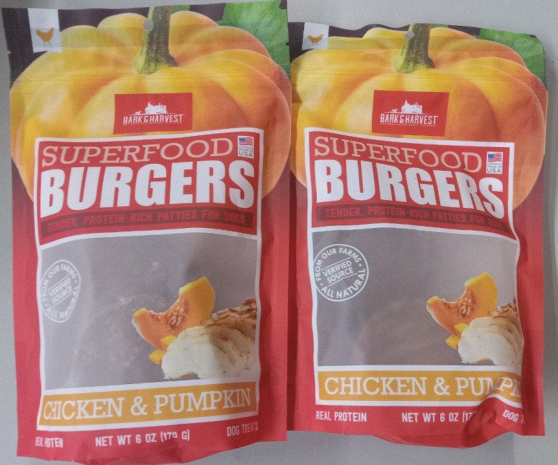 2 New | Bark & Harvest Chicken & Pumpkin Superfood Burgers for dogs | 170g | BB: Dec 12 2025
