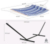 New - SUNCREAT Double Outdoor Hammock with Stand, Two Person Cotton Rope Hammock with Polyester Pad, Blue Stripe . See photos for measurements . Retail $120 - 4