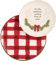 New Mud Pie Handpainted Stoneware Lodge Platter Set #40799585 - Small 10", Large 13" | Retails Over $75
