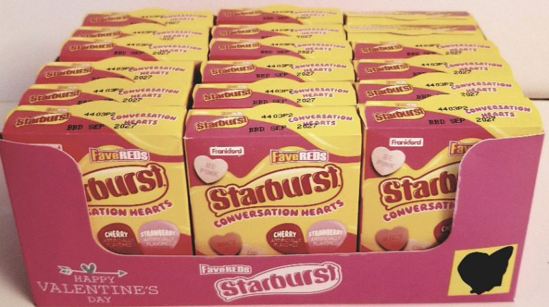 12 new (25 gram) boxes of STARBURST CONVERSATION HEARTS bb Sept 2027