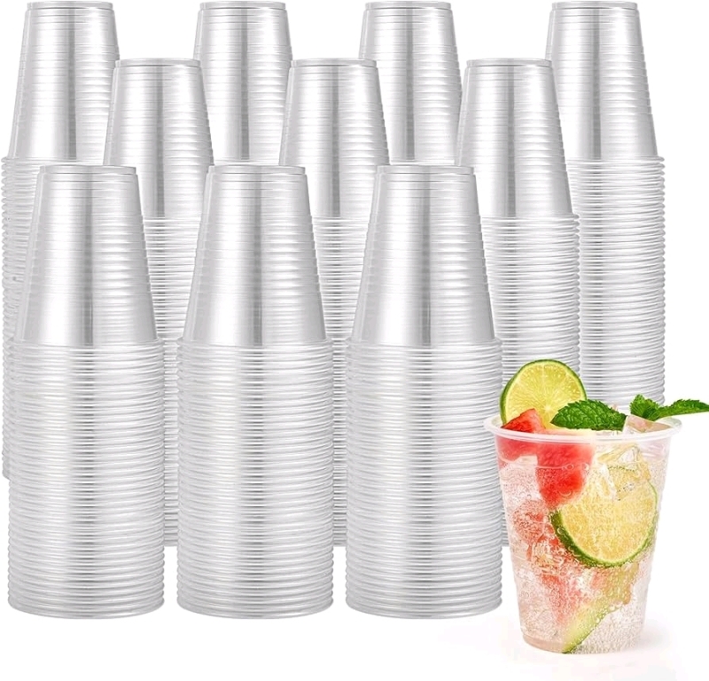 New Turbo Bee 1,000-Pack 12oz Disposable Clear Plastic Cups for Hot & Cold Drinks | Retails Over $100