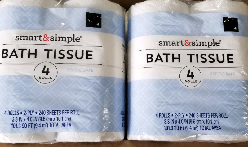 48 rolls of Smart & Simple 2 ply toilet paper