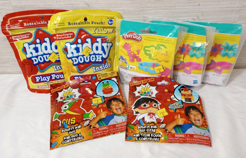 New Play-Doh + Kiddy Dough Kits & Ryan's World Build-it Figures
