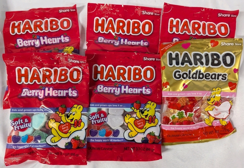 6 New Harobo Gummy Treats. 1 Goldbears (113g BB 01/2026) & 5 Berry (88g BB 02/2026)