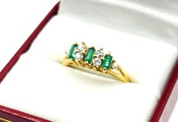 Round CZ (0.30ct) with Rectangular Green CZ (0.30ct) Ring, Size 8.75, W/A $345.00.