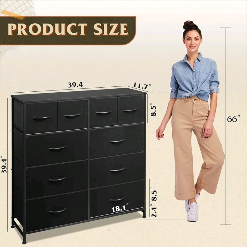 New in Box WLive Fabric 10 Drawer Storage Cabinet - ASNG084, All Pieces Included w/ Instruction Manual