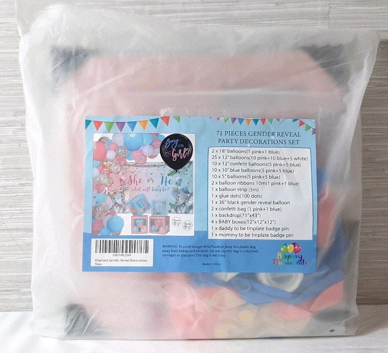 New 71 Piece Gender Reveal Party Decoration Set