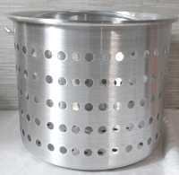 New in Box Aluminum Steamer Basket w/ Handle, 11" Diameter & 9" Tall