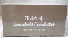2 New in Box 3pc Sets of Household Glass Candlestick Goblets (8", 9", & 10" Tall) - 3