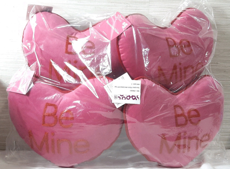 4 New Valentine Heart Themed Decorative Pillows (14")
