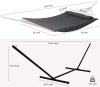 New - SUNCREAT Double Outdoor Hammock with Stand, Two Person Cotton Rope Hammock with Polyester Pad, Dark Gray . See photos for measurements . Retail $130 - 3