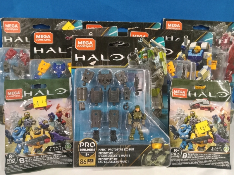 8 New | Mega Construct Pro Builders Assorted Halo Toys | Largest Toy Measures 9"