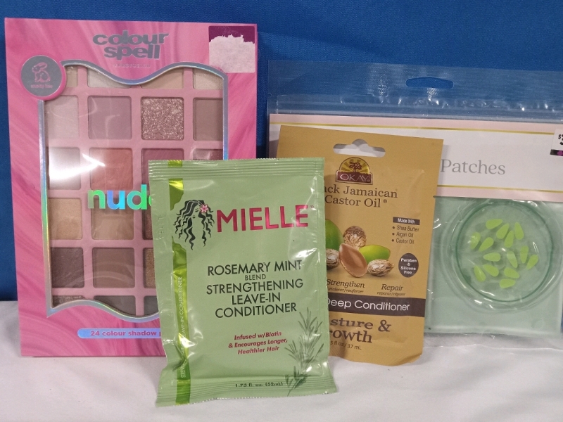 4 New | Women's Health and Beauty Lot | Includes Eyeshadow Palette, Leave in Conditioners (Largest 52mL) & Eye Patches