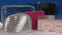5 New | Women's Health & Beauty Lot | Includes 3 Makeup Bags, Pillow case and eye mask set and Headband