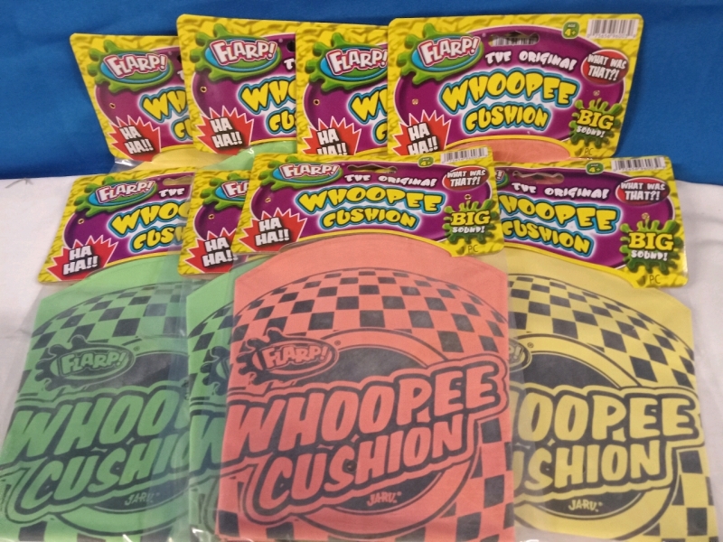 8 New | Ja-Ru Whoopee Cushions in 3 Different Colours