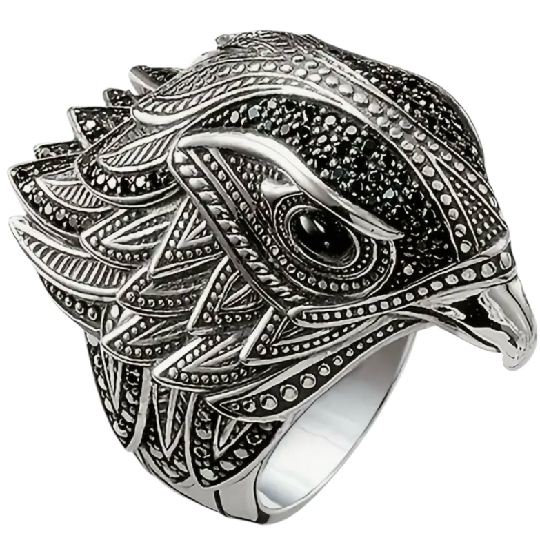 Eagle Ring Detailed Motif Dimentianal Stainless Steel Retro Size 13