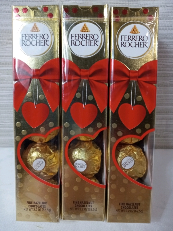 3 New Boxes Ferrero Rocher Chocolates (62.5g)