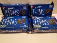 4 packs of Oreo Thins cookies 261 grams per pack bb August 2025