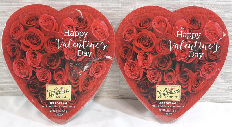 2 New Boxes of Whitmans Sampler Assorted Milk and Dark Chocolates (145g Each, No Best Before)