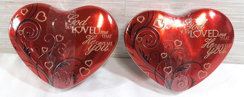 2 New Scripture Candies Milk Chocolate Heart Tins (80g Each, Best Before April 26th)