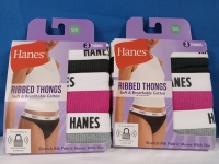 6 New Pairs of Size S Women's Hanes Ribbed Thongs