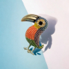 Colourful Rhinestone Toucan Bird Alloy Brooch Vibrant and Exquisite Approximately 1.5 x 1 Inch Nice Glow with UV New Light included - 4