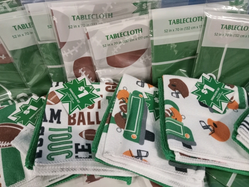 15 New | Football Themed Party Supplies | Includes 11" x 11" Dishcloths & 52" x 70" TableCloths