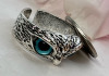 Bid Blue Eyes Owl Ring Adjustable Open Back Woot - 4