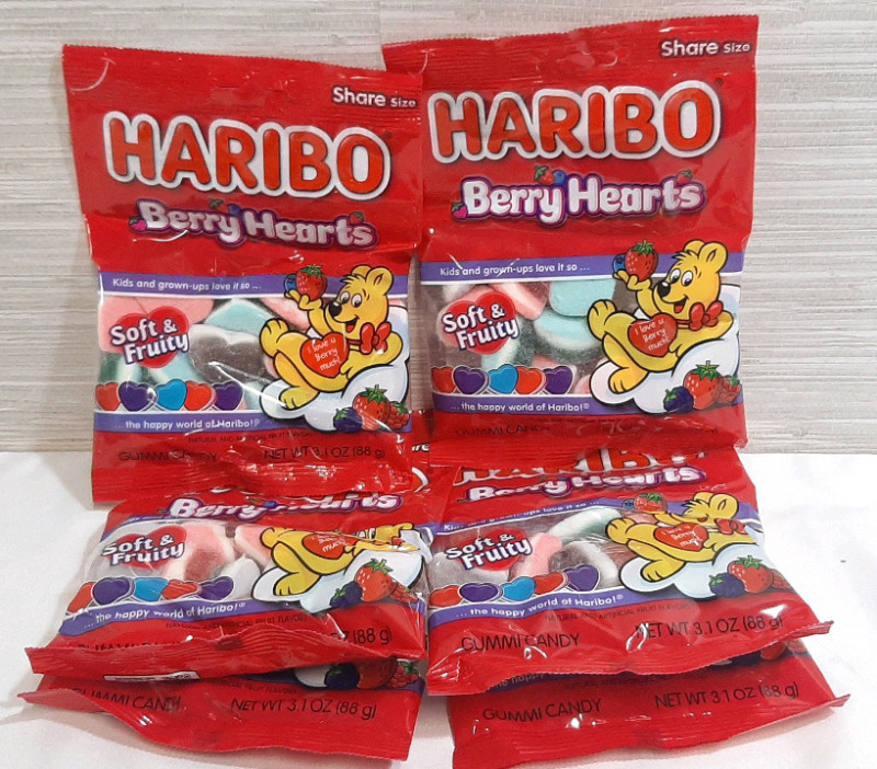 6 New Packs of Haribo Berry Hearts Gummi Candies (88g each, Best Before February 2026)