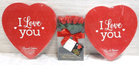 Lot of New Chocolate Boxes, Including Two Boxes of Russell Stover Assorted Chocolates (145g, No Best Before) & A Dozen Belgian Milk Chocolate Roses (48g, Best By November 2026)