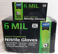 New In Box Inspire 6 Mil XL Black Nitrile Medical Examination Gloves - 1,000 Gloves in Total