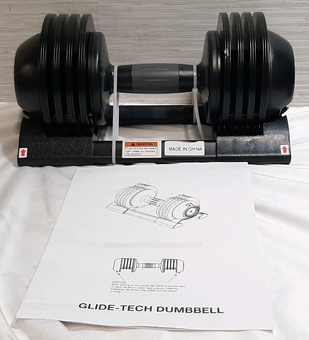 New in Box Glide-Tech Dumbbell with Tray and 8 Inserting Metal Plates - 14" Long