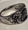 Stainless Steel Motorcycle Ring Black Engraved Eagle and Bike Design Size 10 - 2