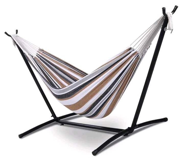 New | Double Hammock With Space-Saving Steel Stand | Retails $106